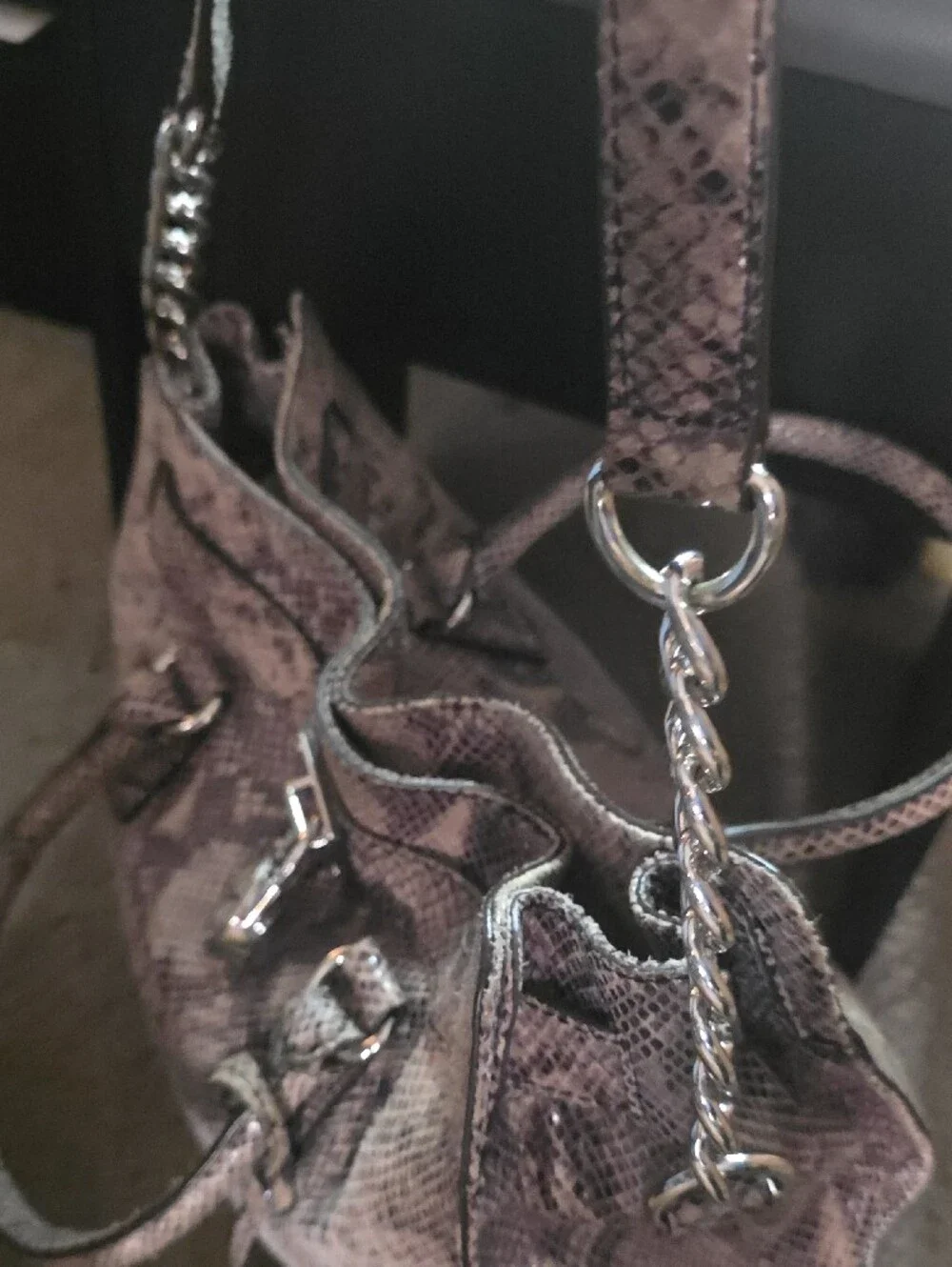 Michael Kors Pink Snakeskin-Pattern Shoulder Tote